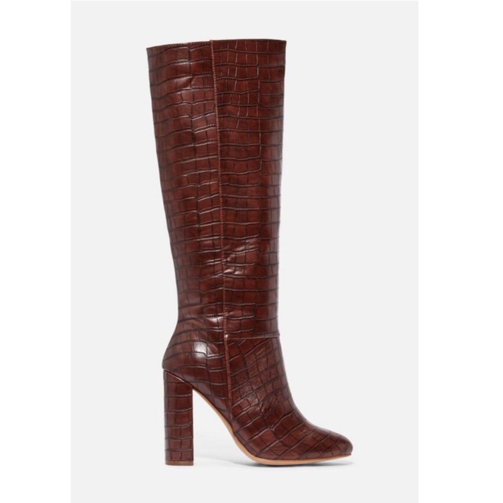 Crocodile Block Heel Boots